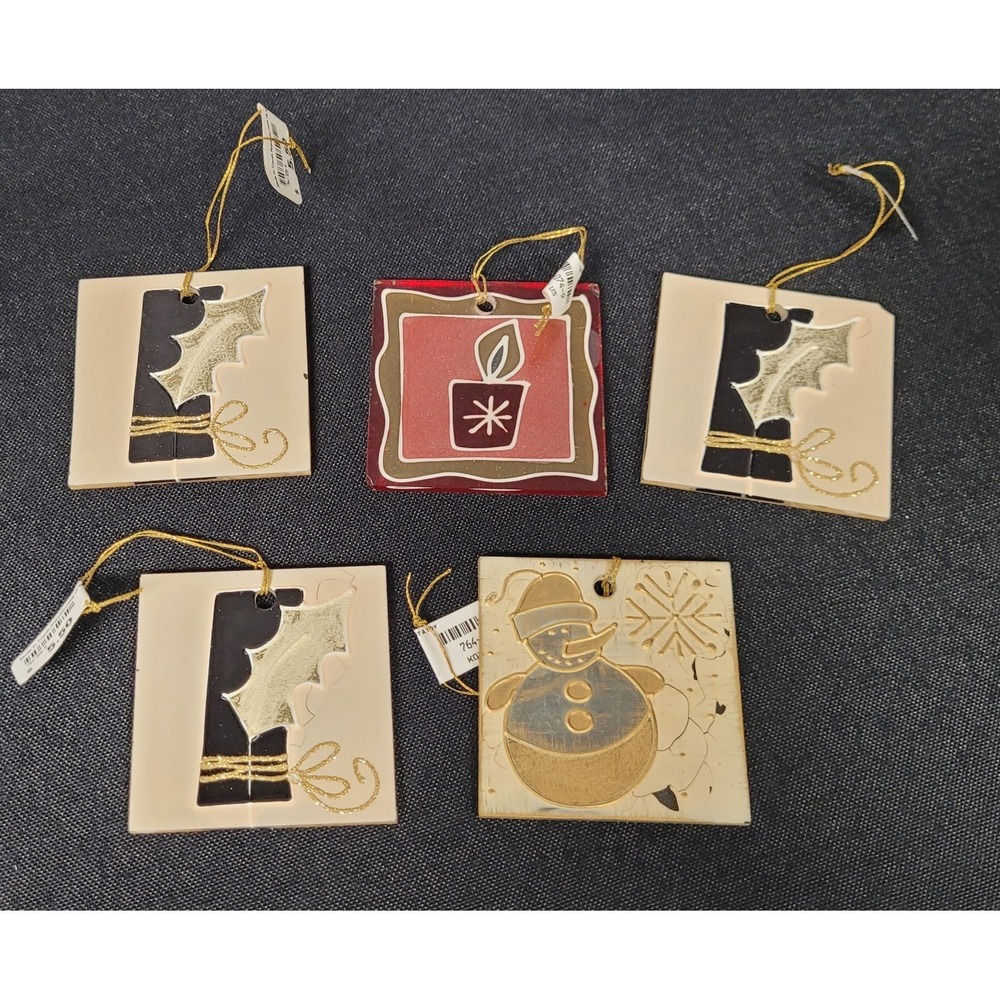 Glass Square Christmas Ornaments Gift Candle Snowman (Lot of 5) Kathe Wohlfahrt?
